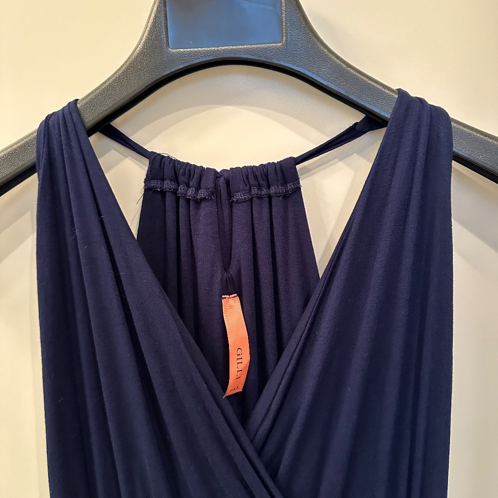 Gilli Rocca Racerback Hi-Lo Maxi Dress Navy L - Picture 3 of 7